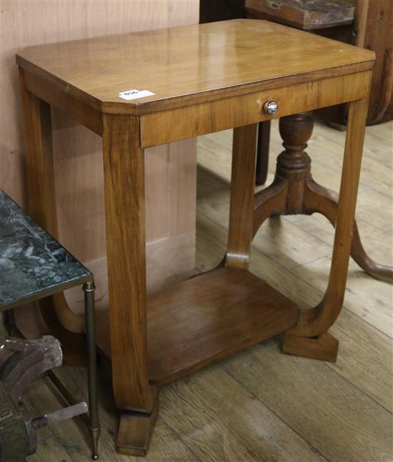 An Art Deco hall table, with one drawer W.58cm